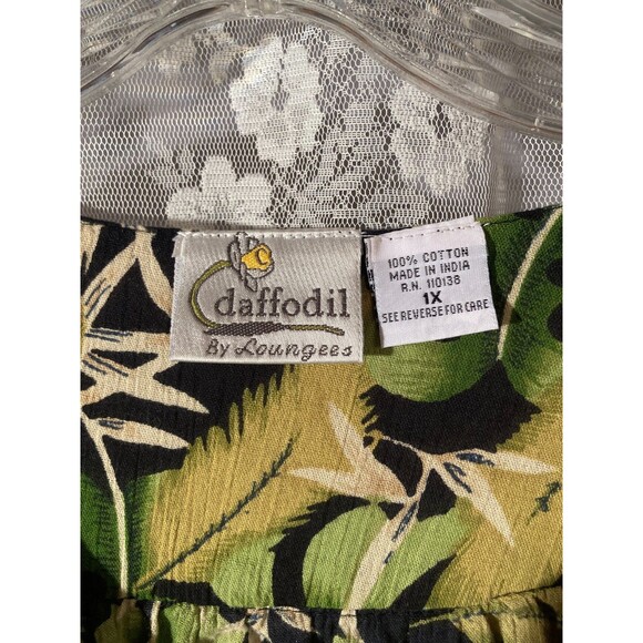 Vintage 80s Muumuu 1980s Hawaiian Tropical Retro House Dress Boho Maxi Size 1X - Picture 3 of 6